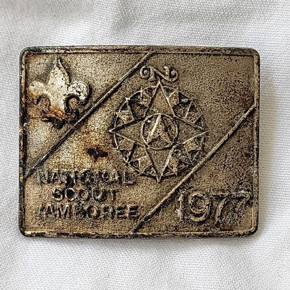 Boy Scouts BSA Vintage 1977 National Scout Jamboree‎ Metal Neckerchief Slide
